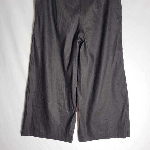 NWT Antonio Melani Wide Leg Pants Black Cropped Paper Bag High Rise Linen Size 6 - Picture 7 of 9